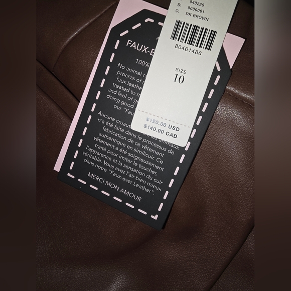 NWT, Anthropologie, Avec Les, Filles, Brown, Faux Leather pants, Size 10 - Picture 4 of 6